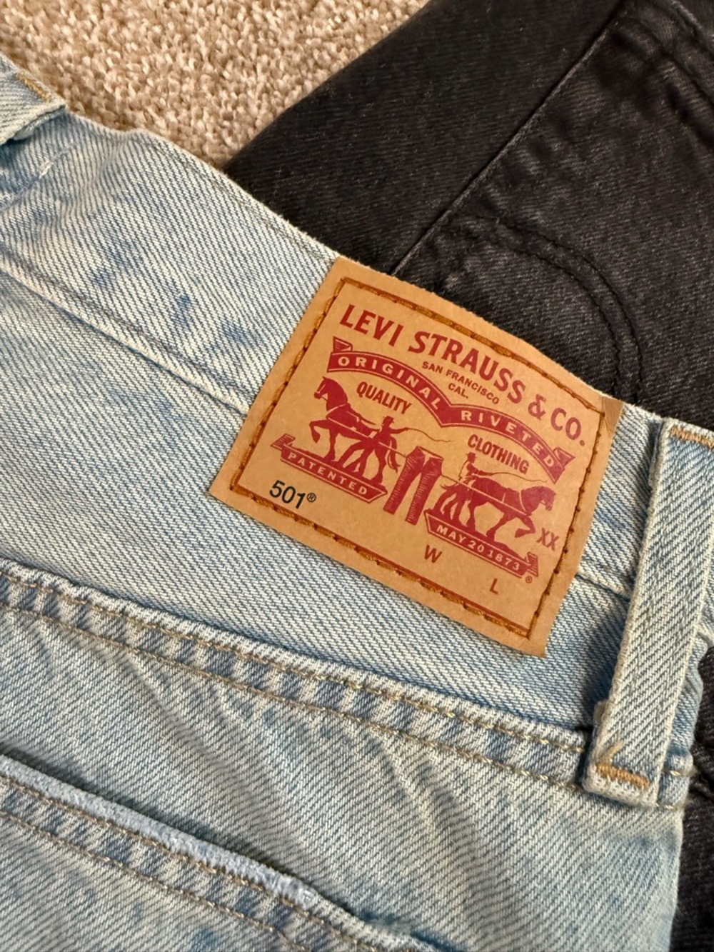 Levi's 501’s Women's Denim Cutoff Shorts Duo - Light Blue & Black - Picture 8 of 9